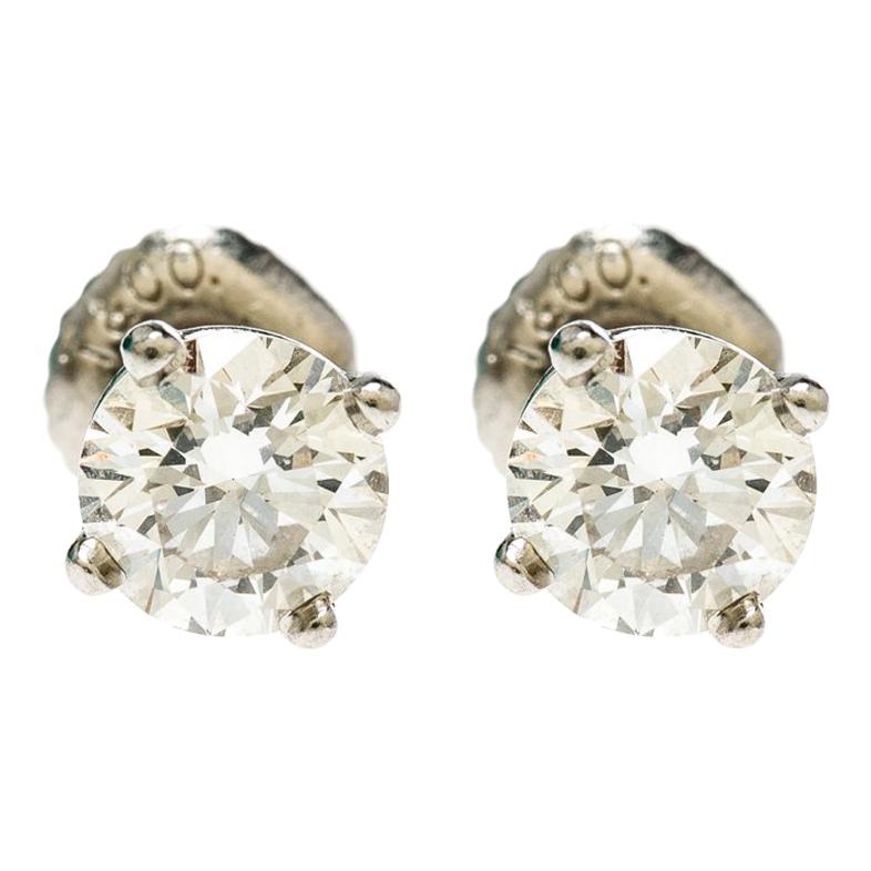 Tiffany & Co. 1.10cttw Solitaire Diamond & Platinum Stud Earrings