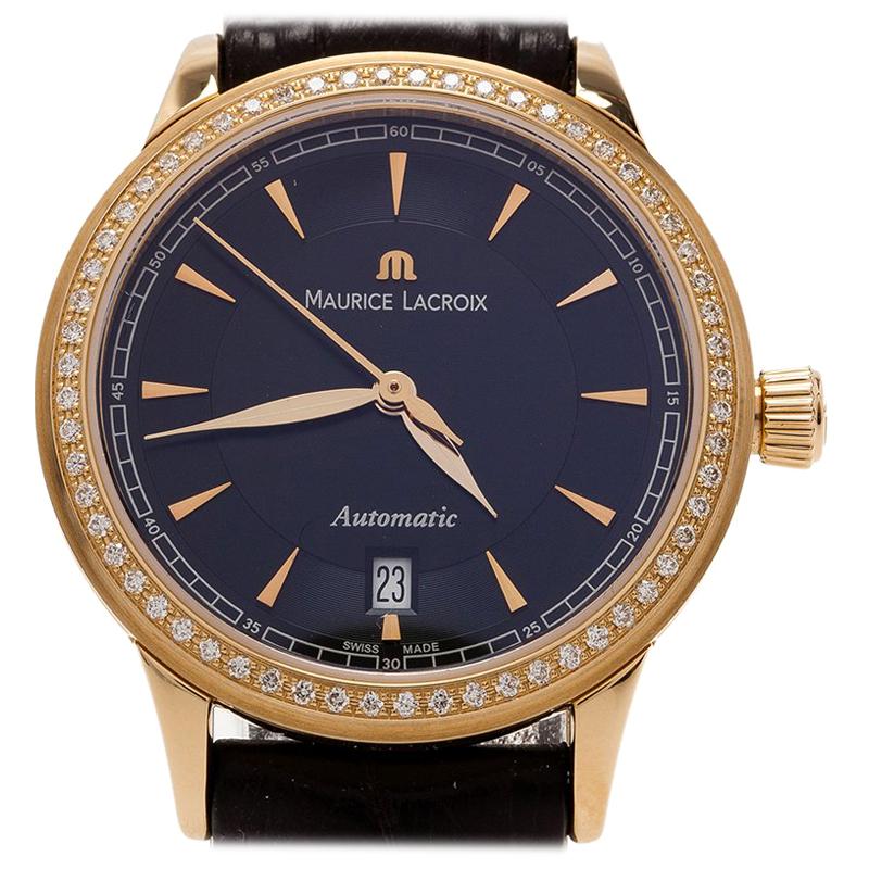 Maurice Lacroix Black 18K Yellow Gold Les Classiques Women's Wristwatch 30MM