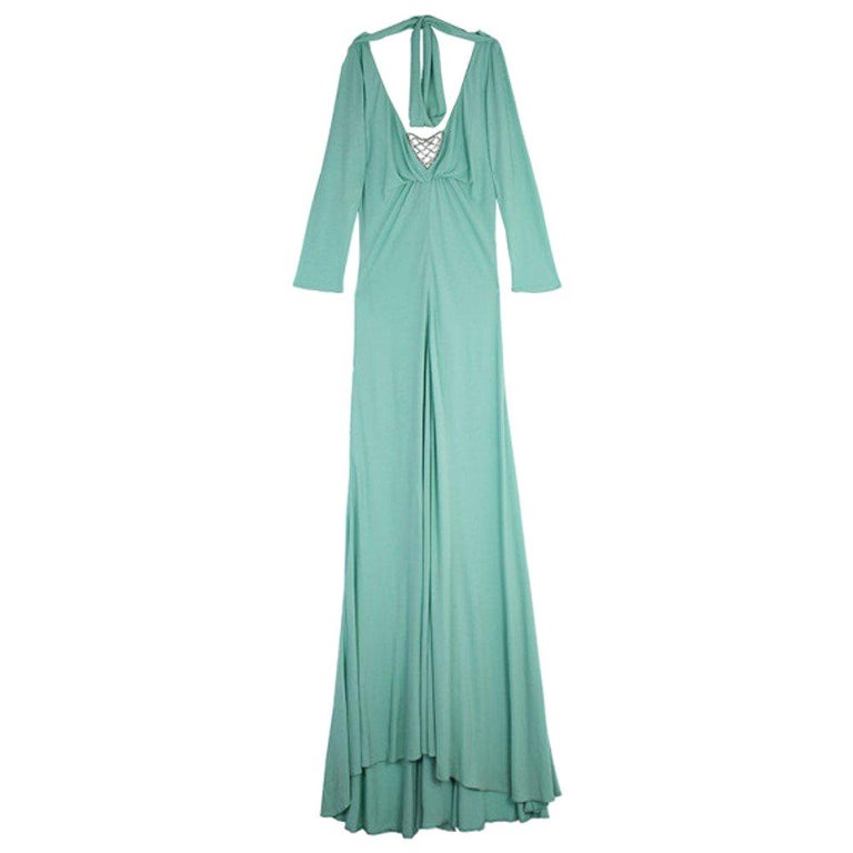 Elie Saab Ruched Waist Baby Blue Gown M For Sale at 1stDibs