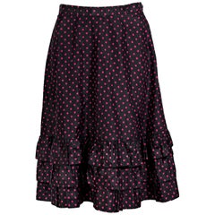 Black & Pink Vintage Yves Saint Laurent Rive Gauche Silk Skirt