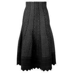 Alexander McQueen Laser-Cut Knitted Midi Skirt 