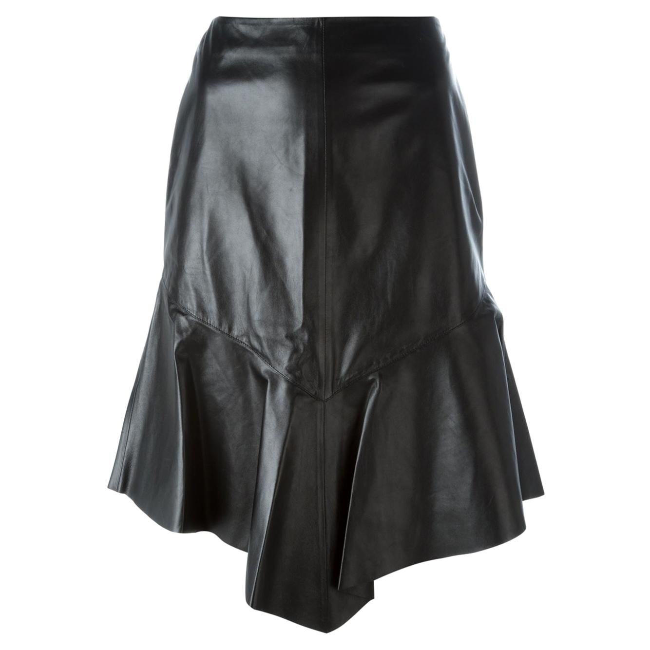 Givenchy Asymmetric Leather Peplum Skirt 