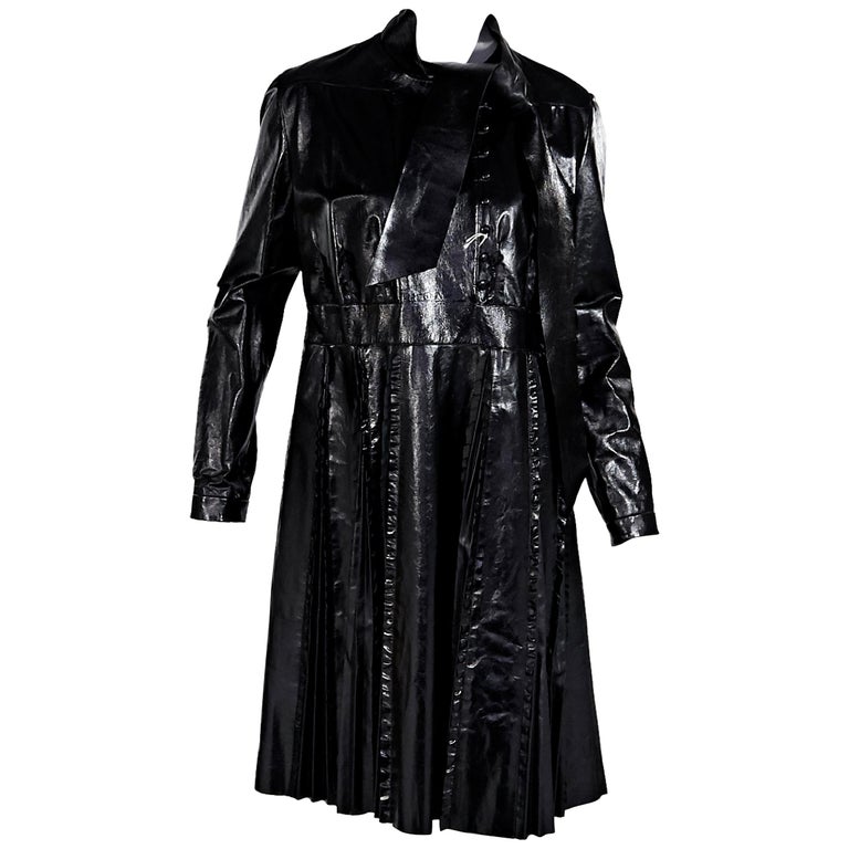 Black Valentino Pleated Leather Dress For Sale at 1stDibs