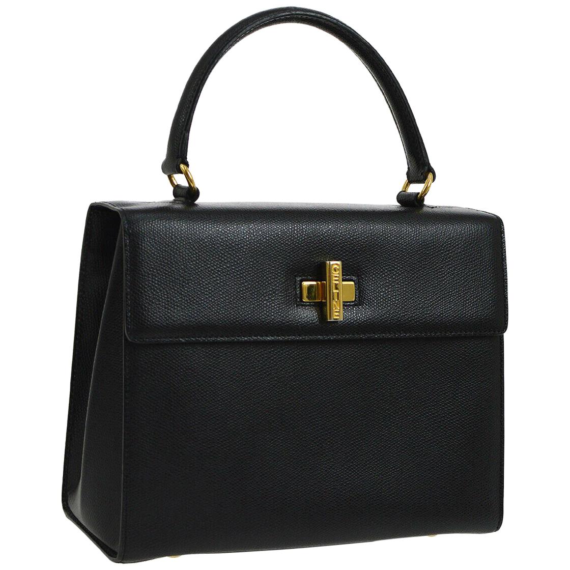 Celine Leather Gold Kelly Style Evening Top Handle Satchel Shoulder Flap Bag