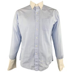 THOM BROWNE Size XL Light Blue Solid Cotton French Cuff Long Sleeve Shirt