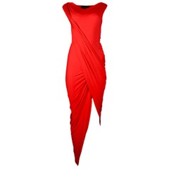 Vivienne Westwood Anglomania Red Asymmetrical Ruched Maxi Dress Sz XS