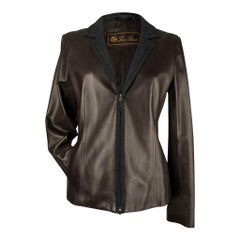 Loro Piana Jacket Dark Brown Leather Zip Front 44 / 8