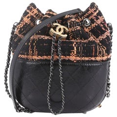Used Chanel Gabrielle Drawstring Bag Quilted Calfskin and Tweed Small