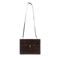 Vintage Hermes Palonnier Brown Box Leather Crossbody Bag