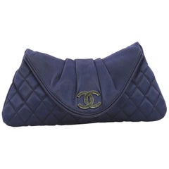 Chanel CC Half Moon Clutch Satin matelassé Small