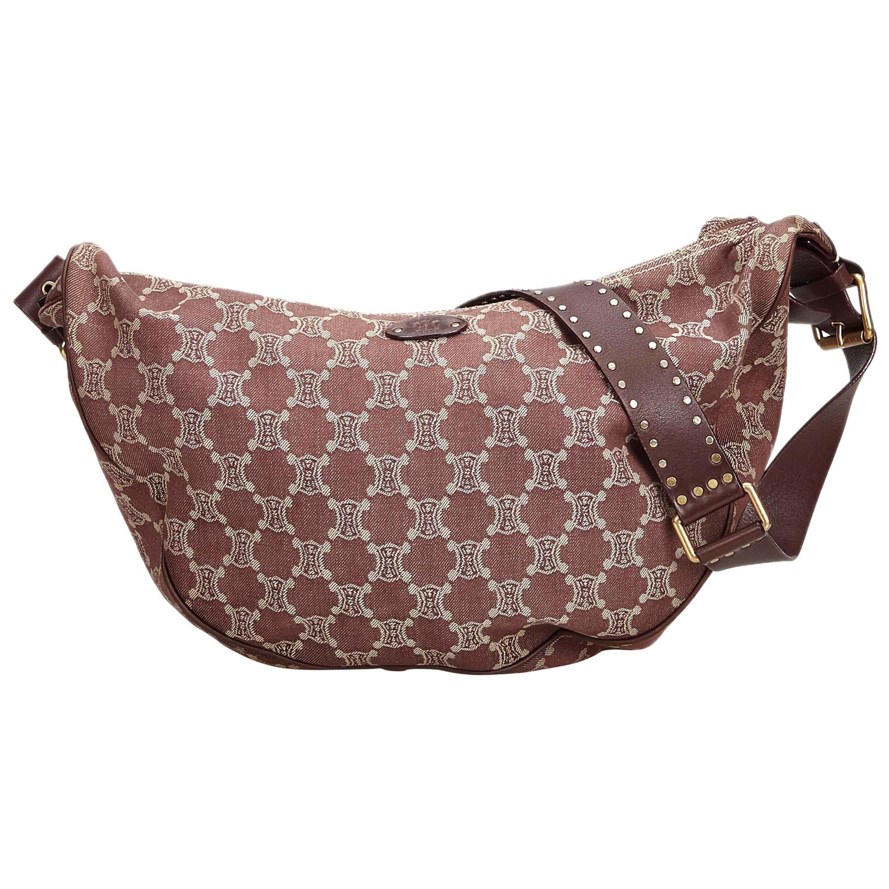 Celine Brown Denim Fabric Macadam Hobo Bag France