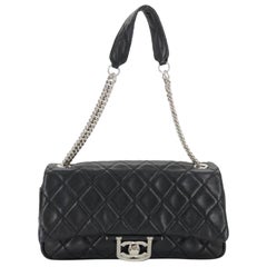 Vintage Chanel Large Classic Quilted Matelasse Flap 867200 Black Leather Shoulder Bag