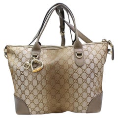 Gucci Monogram Bamboo Heart 2way 867214 Brown Coated Canvas Tote
