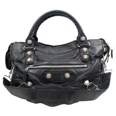Vintage Balenciaga Giant The City 2way 867236 Black Leather Shoulder Bag