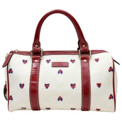 Gucci Boston Heart Monogram Joy 867269 White Coated Canvas Satchel