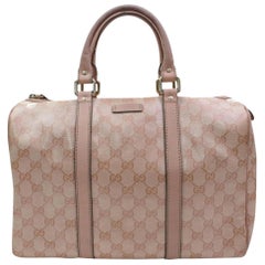 Vintage Gucci Boston Crystal Gg Monogram Joy 867198 Pink Coated Canvas Satchel