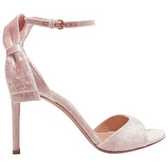 Valentino Crushed-Velvet Bow Sandals