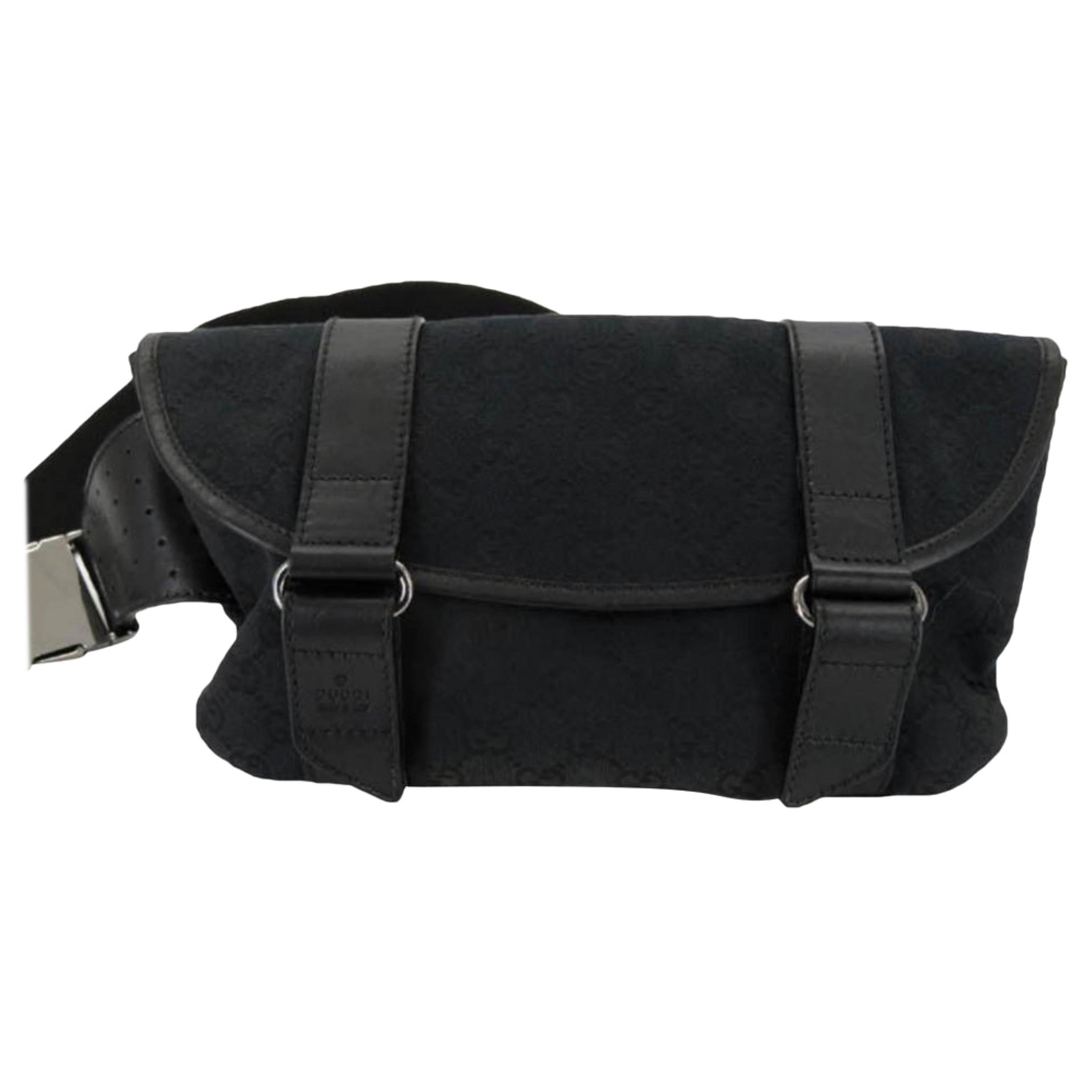 Gucci Gg Belt Pouch Waist Pack 867065 Black Coated Canvas Cross Body Bag For Sale