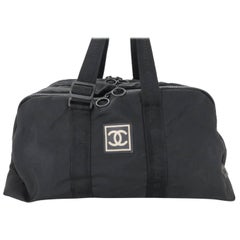 Vintage Chanel Cc Sports Logo Boston Duffle 867098 Black Nylon Weekend/Travel Bag