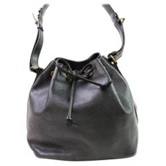 Louis Vuitton Petit Noe Hobo 867105 Black Leather Shoulder Bag
