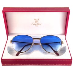 Retro Cartier France Louis Vintage Heavy Gold Plated Diamonds 57mm Sunglasses 