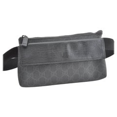 Gucci Supreme Waist Belt Pouch 866920 Black Coated Canvas Cross Body Bag