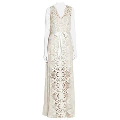 Miguelina White Eve Crocheted-Lace Maxi Dress US 6