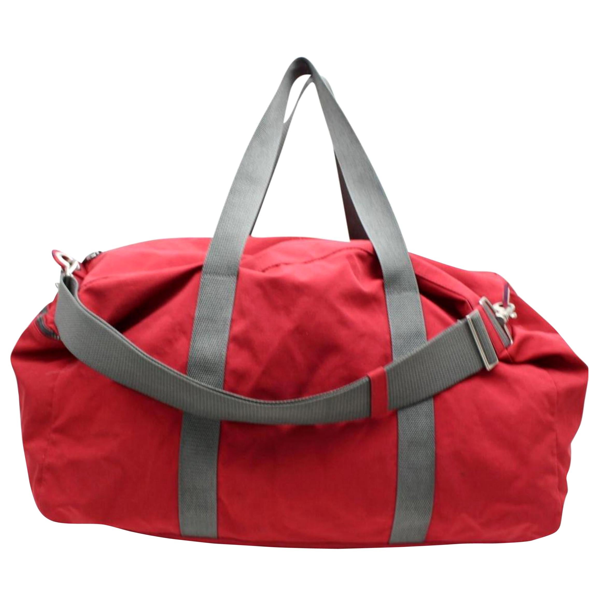 Prada Boston 2way Duffle 866935 Red Nylon Weekend/Travel Bag For Sale