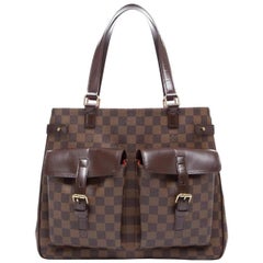 Vintage Louis Vuitton Uzes Damier Ebene Pocket Tote 866950 Brown Canvas Shoulder bag