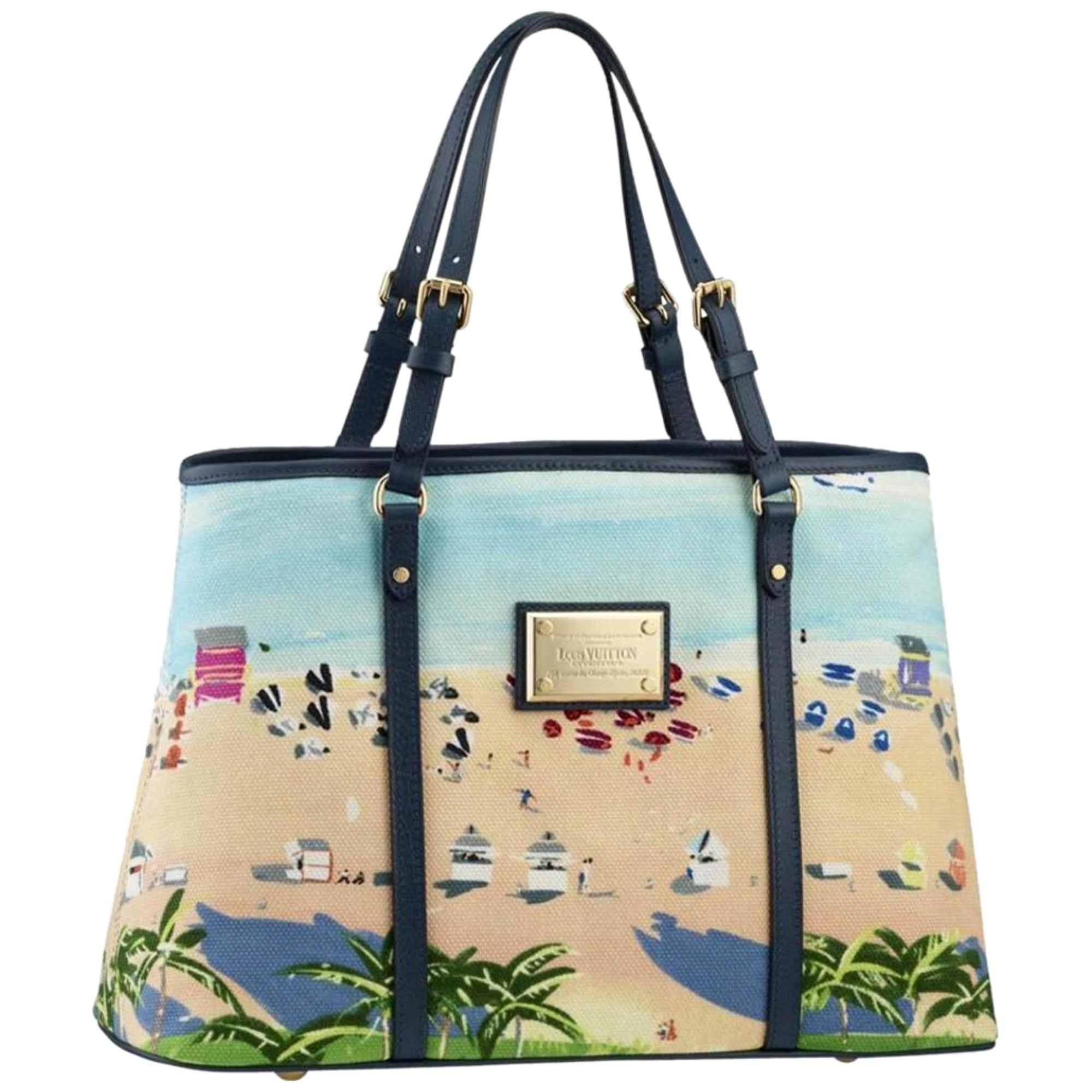 Louis Vuitton Cabas Ailleurs Escale Pm Tote 866948 Blue Canvas Shoulder Bag For Sale