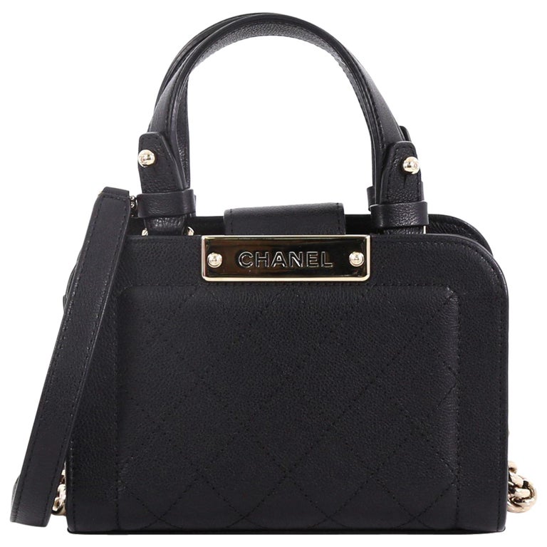 Chanel Label Click Shopping Tote Quilted Calfskin Mini at 1stDibs