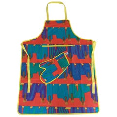 Retro Hermès Cook's set of 2 pieces Les Sangles Pattern Apron and Oven Mitt In Box