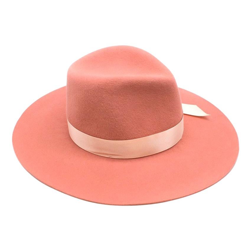 Memoria Hats Rabbit Fur Pink Wide Brimmed Hat S
