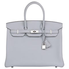 Hermès Bleu Glacier Togo Cuir Birkin 35cm