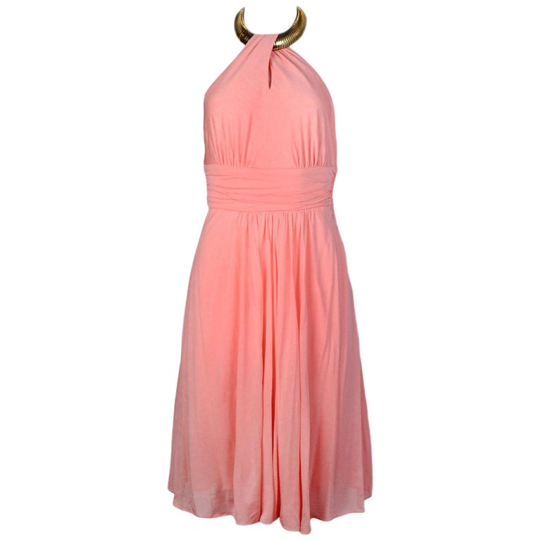 Michael Kors Pink/Goldtone Necklace Detail Halter Dress NWT Sz 2 For ...
