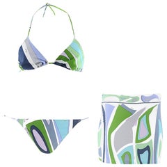 Emilio Pucci Multi-Coloured Printed Bikini & Skirt Set S