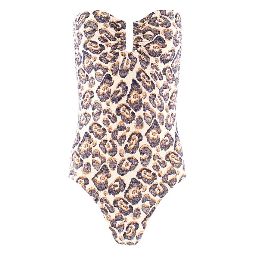 Eres Abstract Leopard Print Bandeau Swimsuit XS