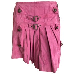 Christian Dior by John Galliano Vintage Pink Suede Mini Skirt Sz 38