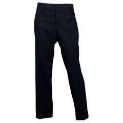 Prada Navy Natte Stretch Wool Trousers NWT Sz IT48/US12