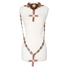 Gianni Versace Crystal Cross Heart Necklace Chain Belt 1990’s