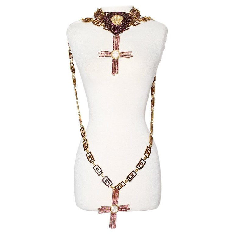 Gianni Versace Crystal Cross Heart Necklace Chain Belt 1990's at 1stDibs | versace  cross necklace, cross chain belt, versace heart necklace