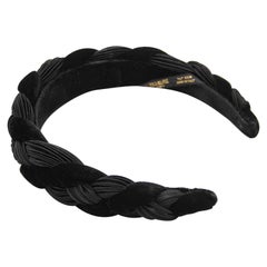 1980s Alexandre de Paris Black Velvet Braided Headband