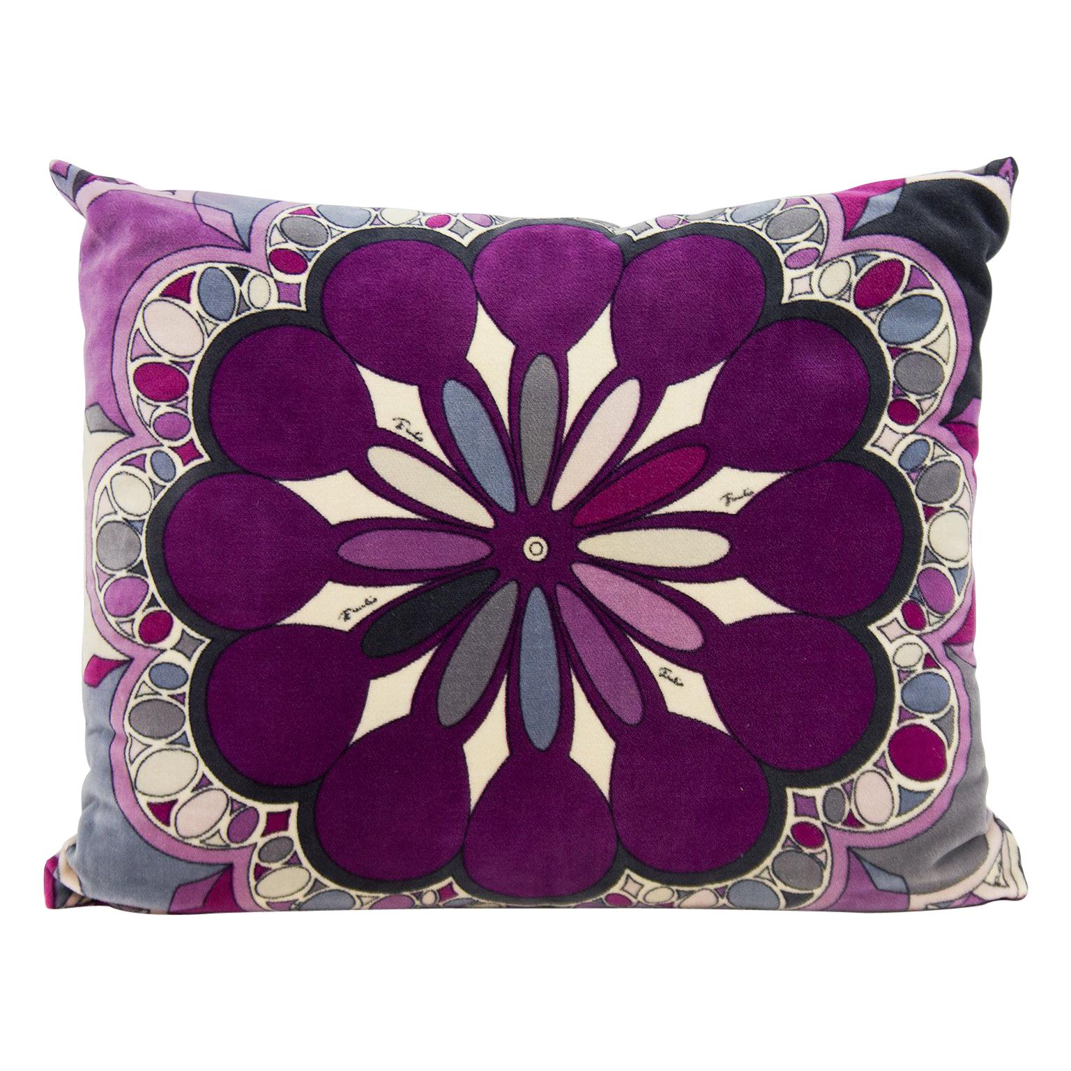 1960s Emilio Pucci Purple Velvet Printed Pillow