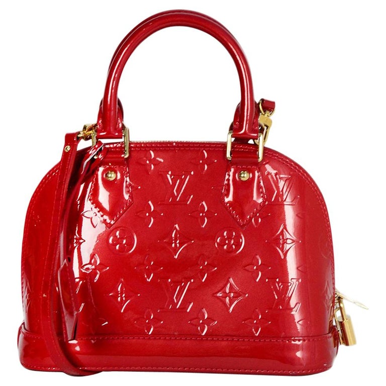 Louis Vuitton Pomme d&#39;Amour Red Monogram Vernis Alma BB Bag W/ Crossbody Strap For Sale at 1stdibs