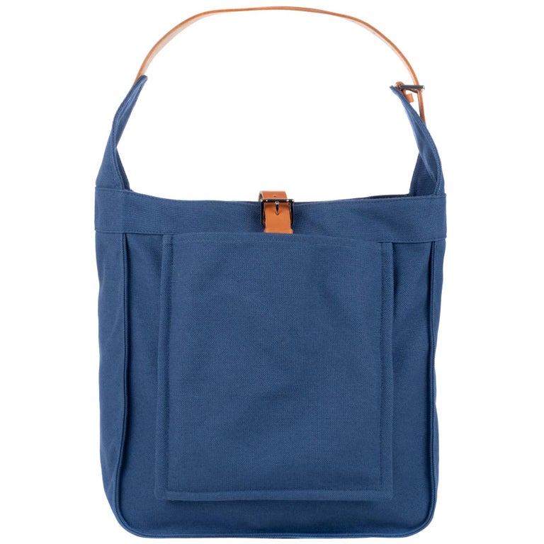 Hermes Marwari Bleu Canvas Shoulder Bag at 1stDibs