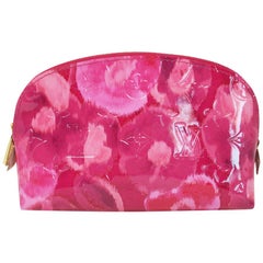 Louis Vuitton Pink Red Floral Pochette Kosmetiktasche