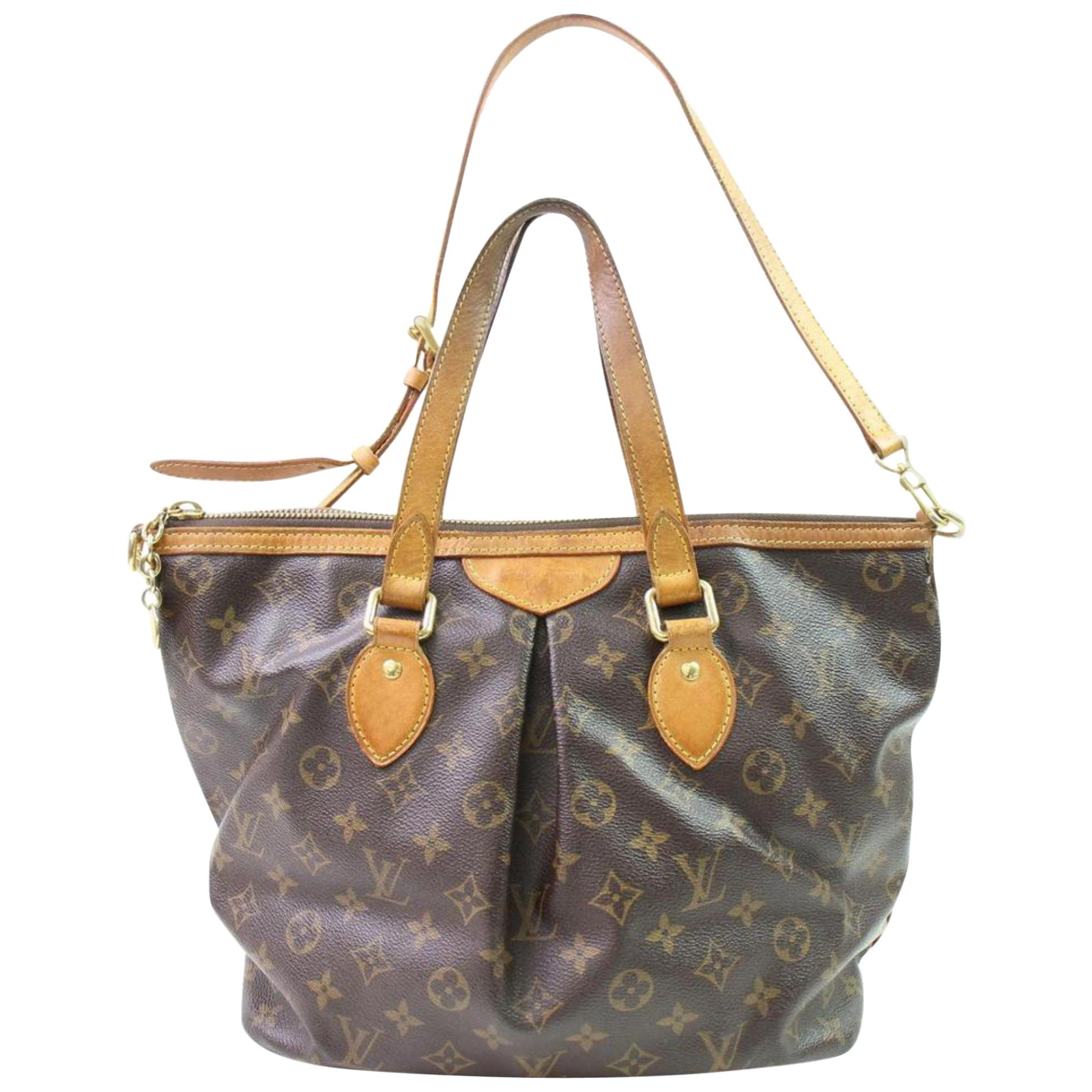Louis Vuitton Palermo Monogram Pm 867007 Brown Coated Canvas Tote For Sale
