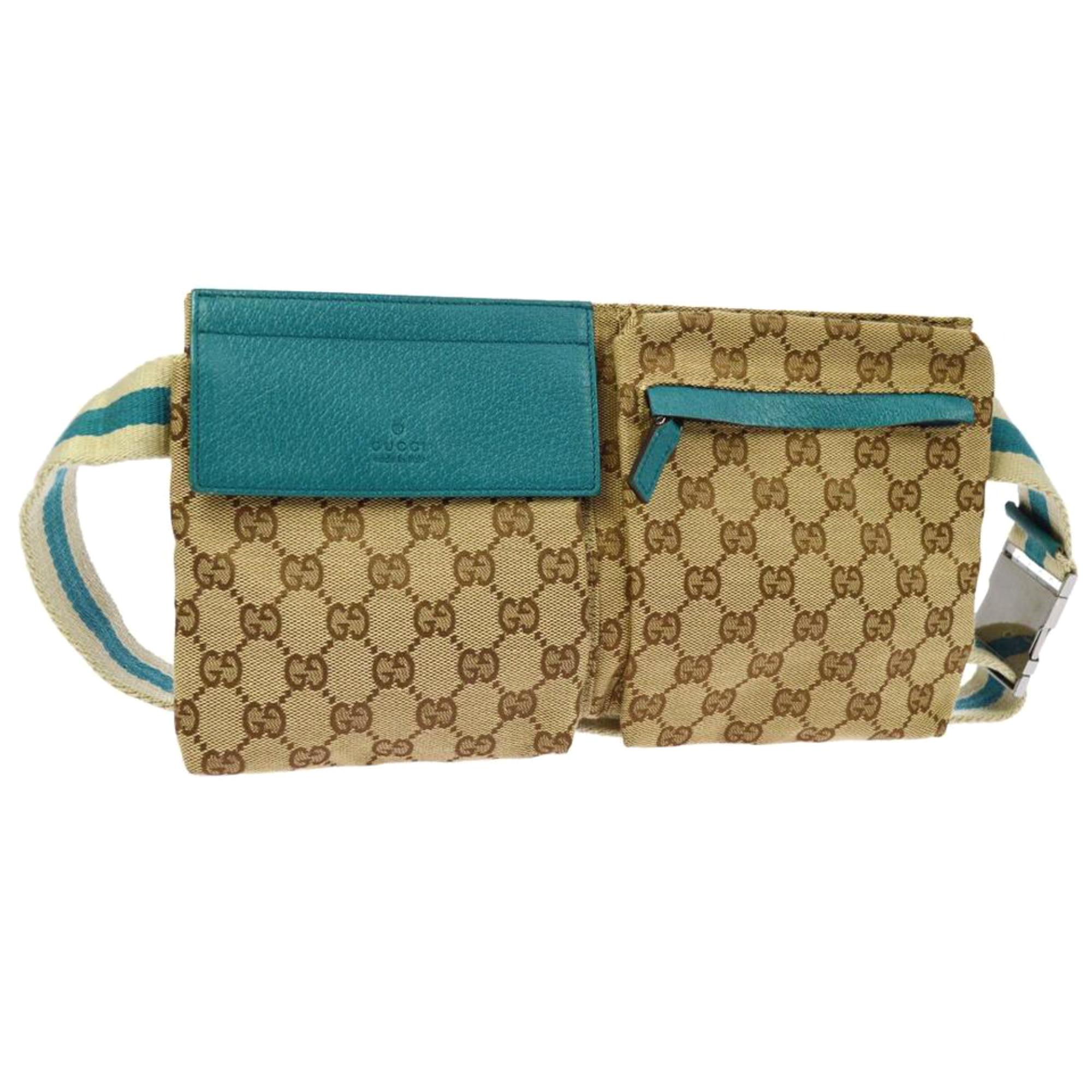 Gucci (Ultra Rare) Gg Bum Waist Pouch 866840 Beige Coated Canvas Cross Body Bag For Sale