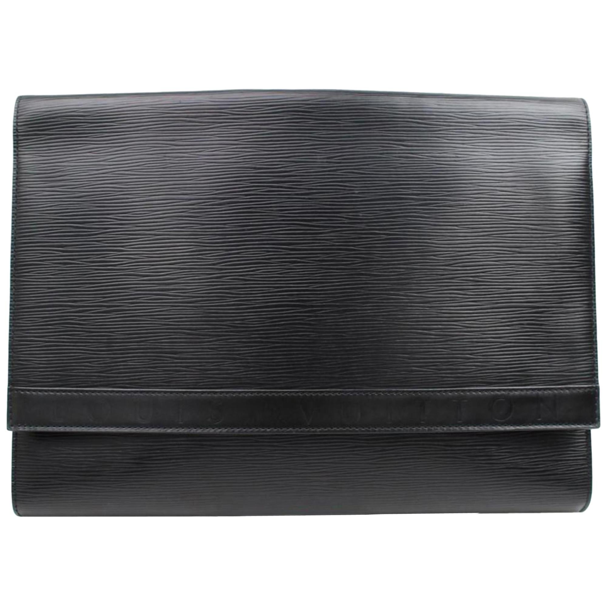 Louis Vuitton (Ultra Rare) Extra Large 866863 Black Leather Clutch For Sale