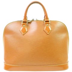 Louis Vuitton Alma Hand 866869 Brown Leather Satchel